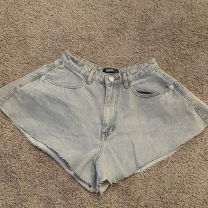 Misguided Light Wash Jean Shorts